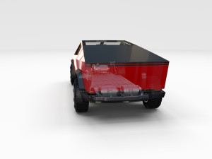 tesla cybertruck with chassis and interior red Model 3D