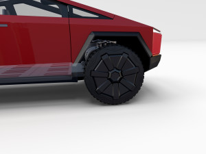 tesla cybertruck with chassis and interior red Model 3D