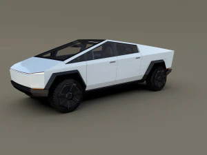 tesla cybertruck with interior white 3D Model