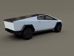 tesla cybertruck with interior white 3D Model