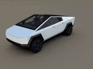 tesla cybertruck with interior white 3D Model