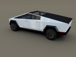 tesla cybertruck with interior white 3Dモデル