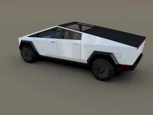 tesla cybertruck with interior white 3D Model