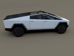 tesla cybertruck with interior white 3D Model