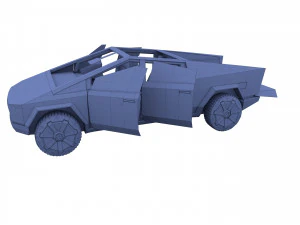 tesla cybertruck with interior white 3D Model