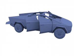 tesla cybertruck with interior white 3D Model