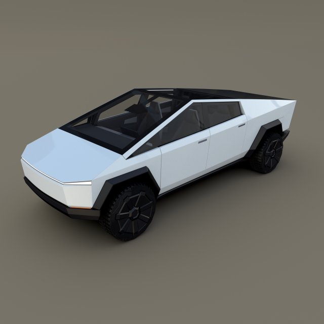 tesla cybertruck with interior white 3Dモデル .c4d .max .obj .3ds .fbx .stl .blend 