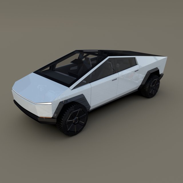 tesla cybertruck with chassis and interior white 3D-Modell .c4d .max .obj .3ds .fbx .stl .blend 