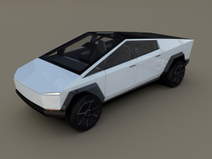 tesla cybertruck with chassis and interior white Modelo 3D