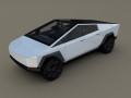 Tesla Cybertruck with chassis and interior White Modelo 3D