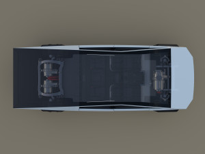 tesla cybertruck with chassis and interior white 3D-Modell