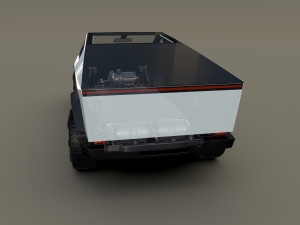 tesla cybertruck with chassis and interior white 3D-Modell