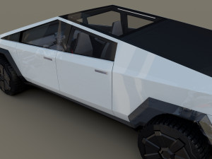 tesla cybertruck with chassis and interior white 3D-Modell