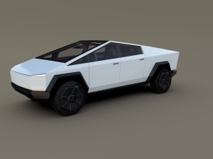 tesla cybertruck with chassis and interior white 3D-Modell