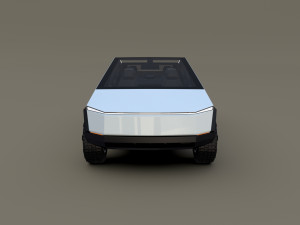tesla cybertruck with chassis and interior white 3D-Modell
