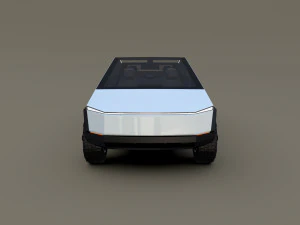 tesla cybertruck with chassis and interior white 3D Model