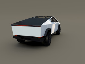tesla cybertruck with chassis and interior white 3D-Modell