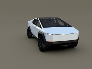 tesla cybertruck with chassis and interior white 3D-Modell