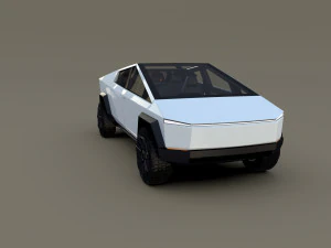tesla cybertruck with chassis and interior white 3D Model