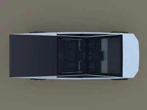 tesla cybertruck with chassis and interior white 3D Model