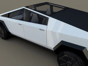 tesla cybertruck with chassis and interior white 3D Model