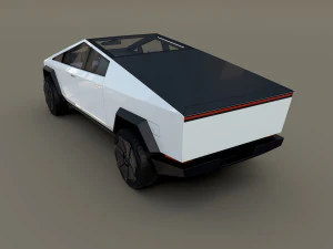 tesla cybertruck with chassis and interior white 3D Model
