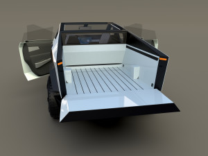 tesla cybertruck with chassis and interior white 3D-Modell