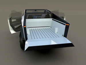 tesla cybertruck with chassis and interior white 3D Model