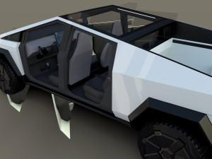 tesla cybertruck with chassis and interior white 3D-Modell