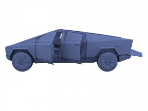 tesla cybertruck with chassis and interior white 3D Model