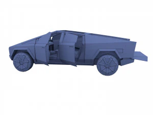 tesla cybertruck with chassis and interior white 3D Model