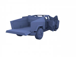 tesla cybertruck with chassis and interior white 3D Model