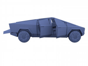 tesla cybertruck with chassis and interior white 3D-Modell