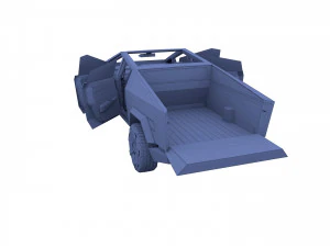 tesla cybertruck with chassis and interior white 3D Model
