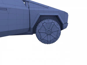 tesla cybertruck with chassis and interior white 3D Model