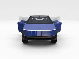 tesla cybetruck with interior and chassis pack Modèle 3D