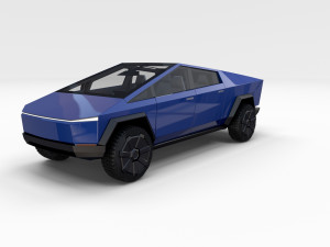 tesla cybetruck with interior and chassis pack Modèle 3D