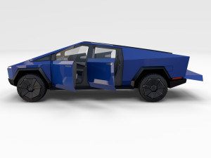 tesla cybetruck with interior and chassis pack Modèle 3D