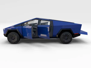 tesla cybetruck with interior and chassis pack 3D Model