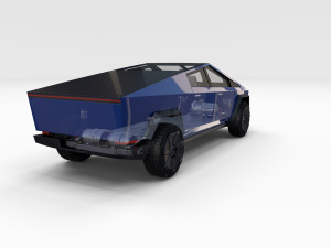 tesla cybetruck with interior and chassis pack Modèle 3D