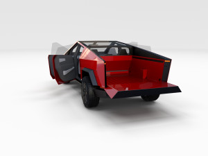 tesla cybetruck with interior and chassis pack Modèle 3D