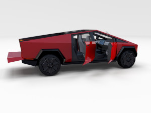 tesla cybetruck with interior and chassis pack Modèle 3D