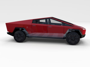 tesla cybetruck with interior and chassis pack Modèle 3D