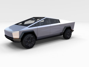 tesla cybetruck with interior and chassis pack Modèle 3D
