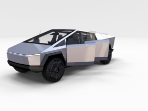 tesla cybetruck with interior and chassis pack Modèle 3D