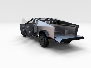 tesla cybetruck with interior and chassis pack Modèle 3D