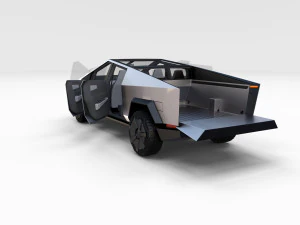 tesla cybetruck with interior and chassis pack 3D Model