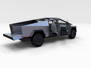 tesla cybetruck with interior and chassis pack Modèle 3D