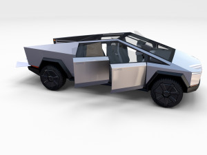 tesla cybetruck with interior and chassis pack Modèle 3D