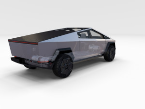 tesla cybetruck with interior and chassis pack Modèle 3D